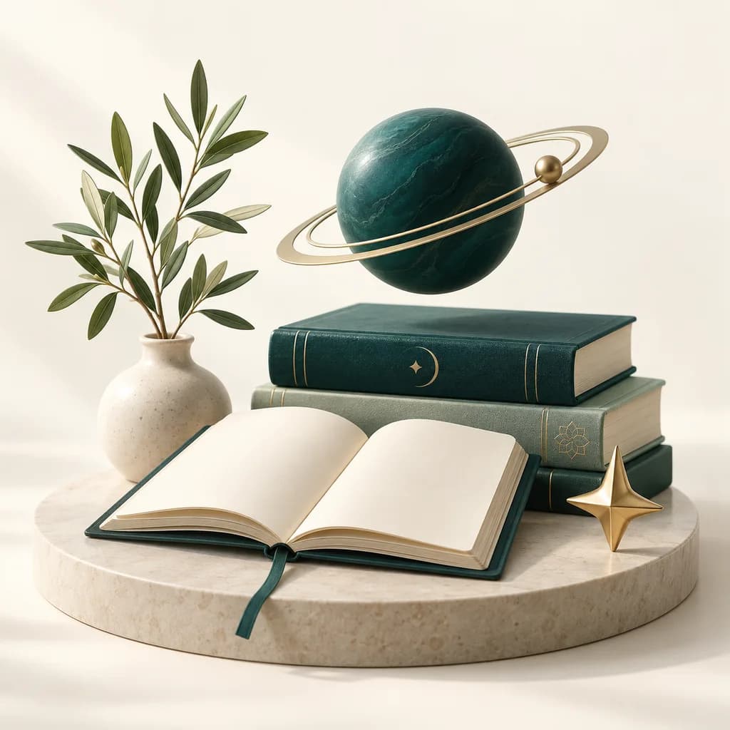 كتب وكوكب مجرتي في مشهد يحفز على الدراسة